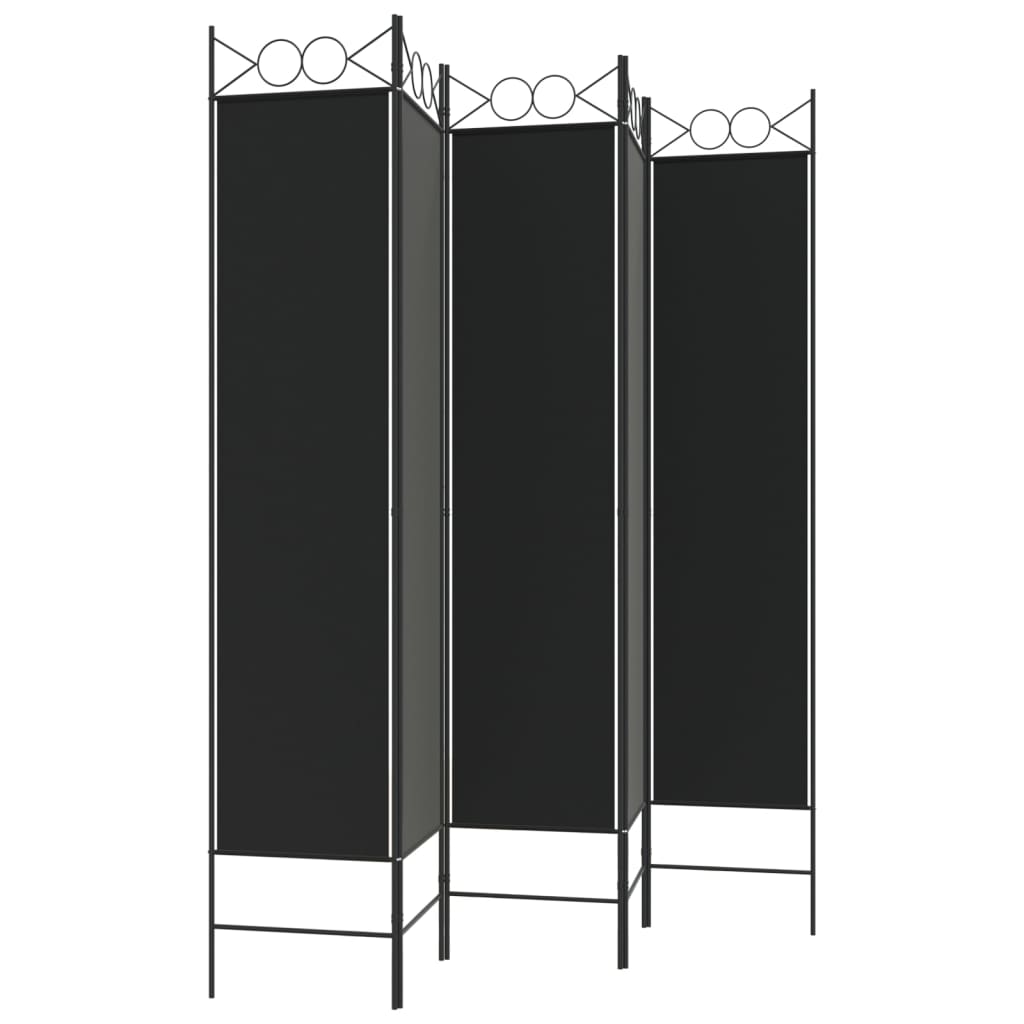 5-Panel Room Divider Black 200x200 cm Fabric - Newstart Furniture