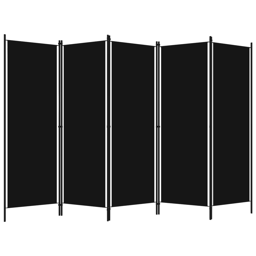 5-Panel Room Divider Black 250x180 cm - Newstart Furniture