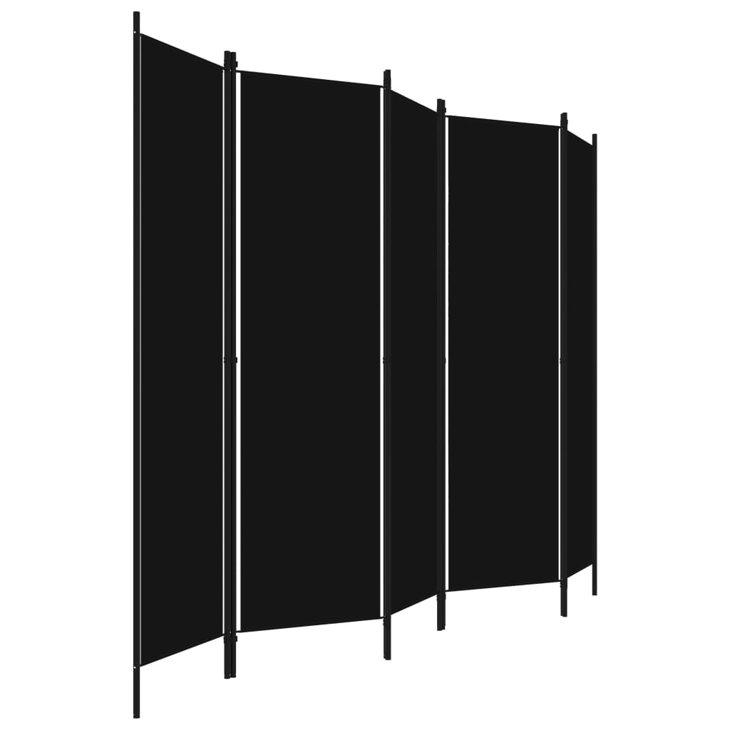 5-Panel Room Divider Black 250x180 cm - Newstart Furniture