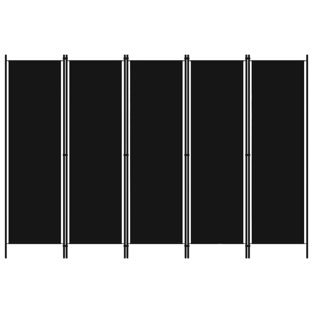 5-Panel Room Divider Black 250x180 cm - Newstart Furniture