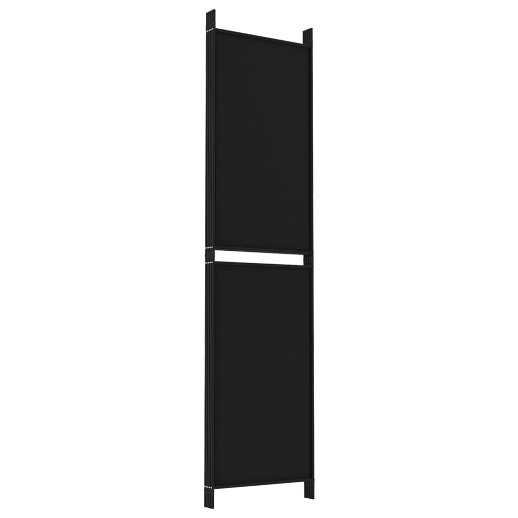 5-Panel Room Divider Black 250x200 cm Fabric - Newstart Furniture