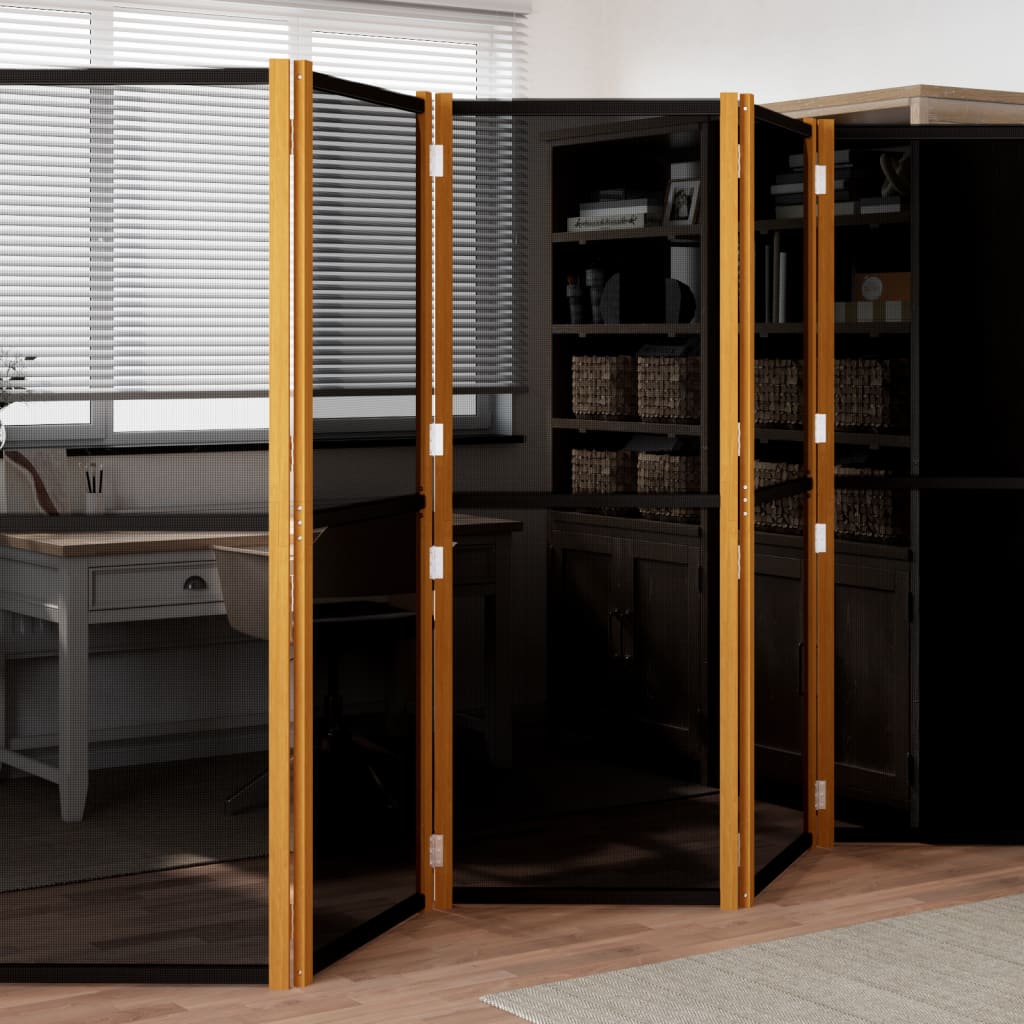 5-Panel Room Divider Black 350x180 cm - Newstart Furniture