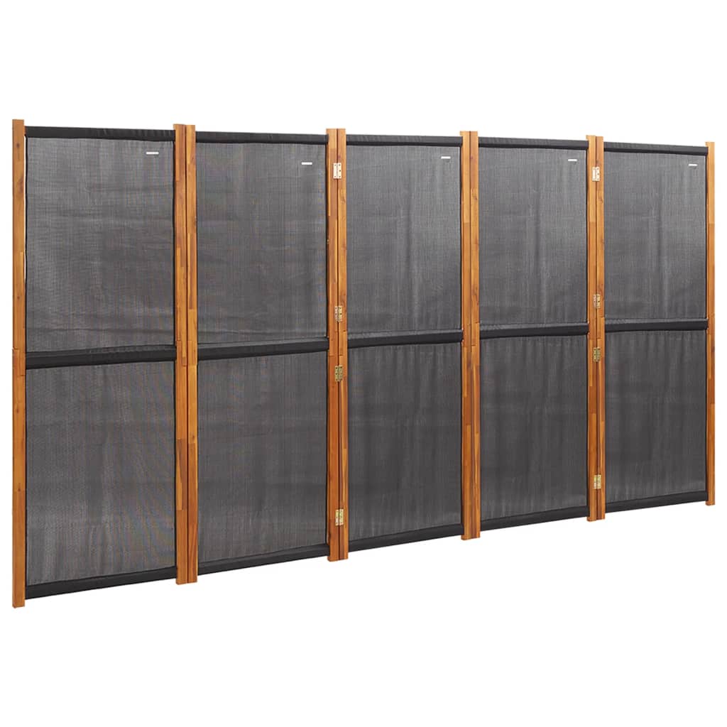 5-Panel Room Divider Black 350x180 cm - Newstart Furniture