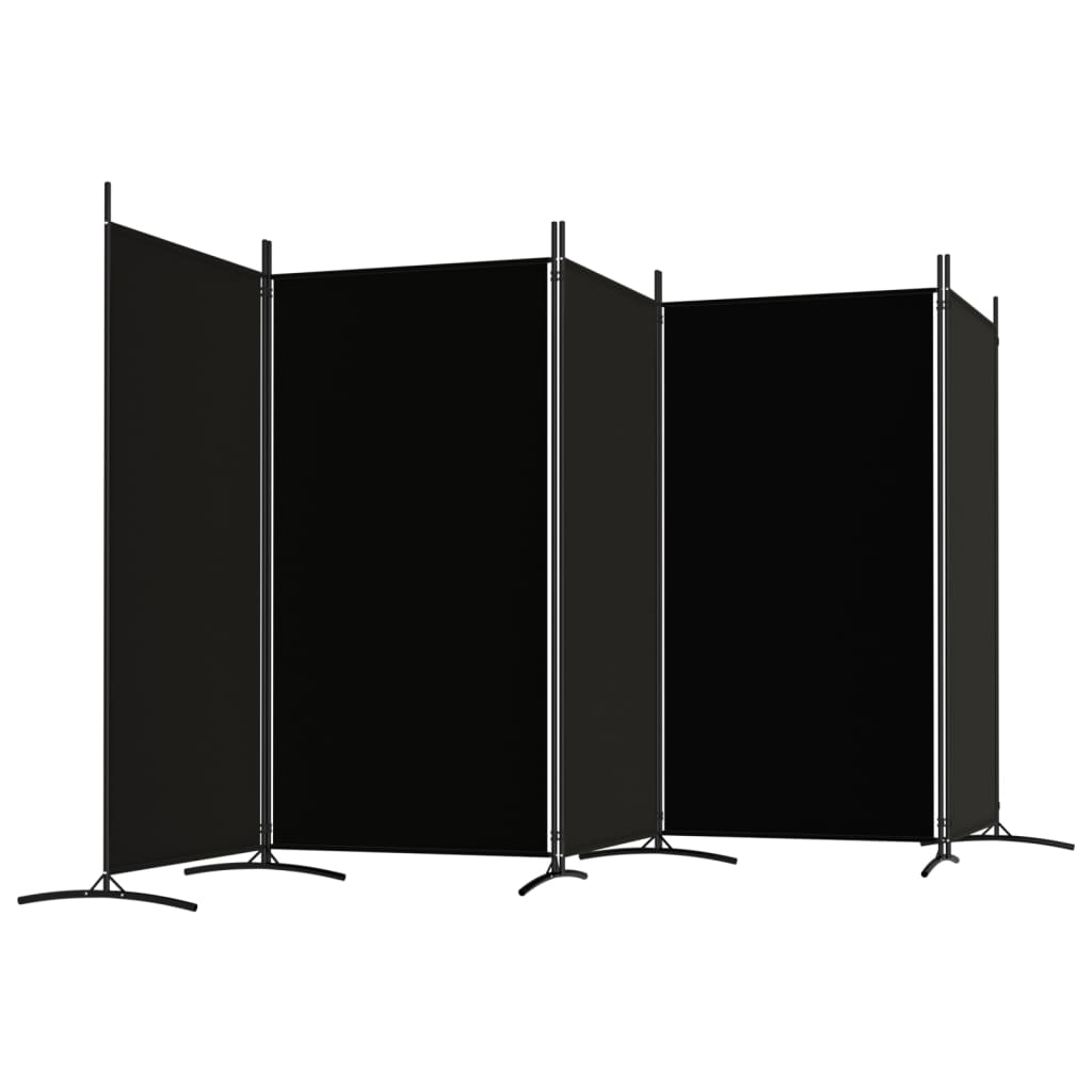 5-Panel Room Divider Black 433x180 cm Fabric - Newstart Furniture