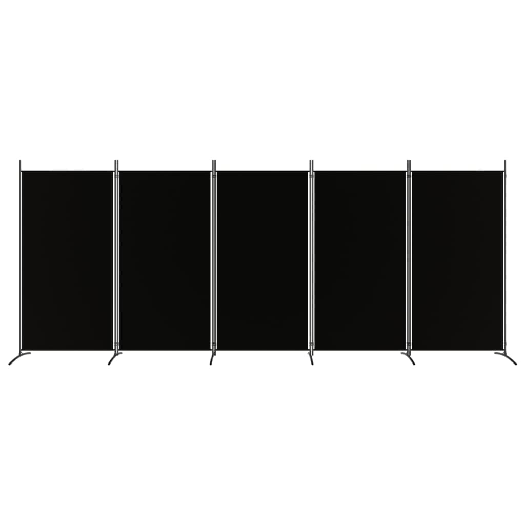 5-Panel Room Divider Black 433x180 cm Fabric - Newstart Furniture