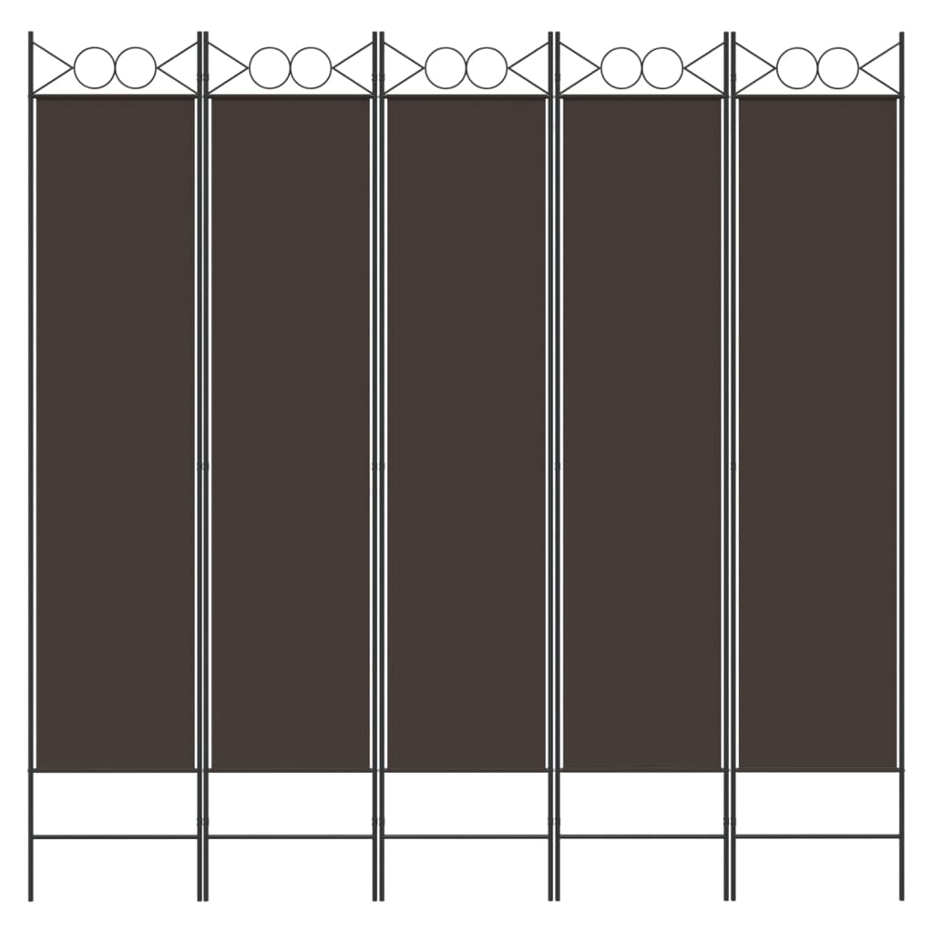 5-Panel Room Divider Brown 200x200 cm Fabric - Newstart Furniture