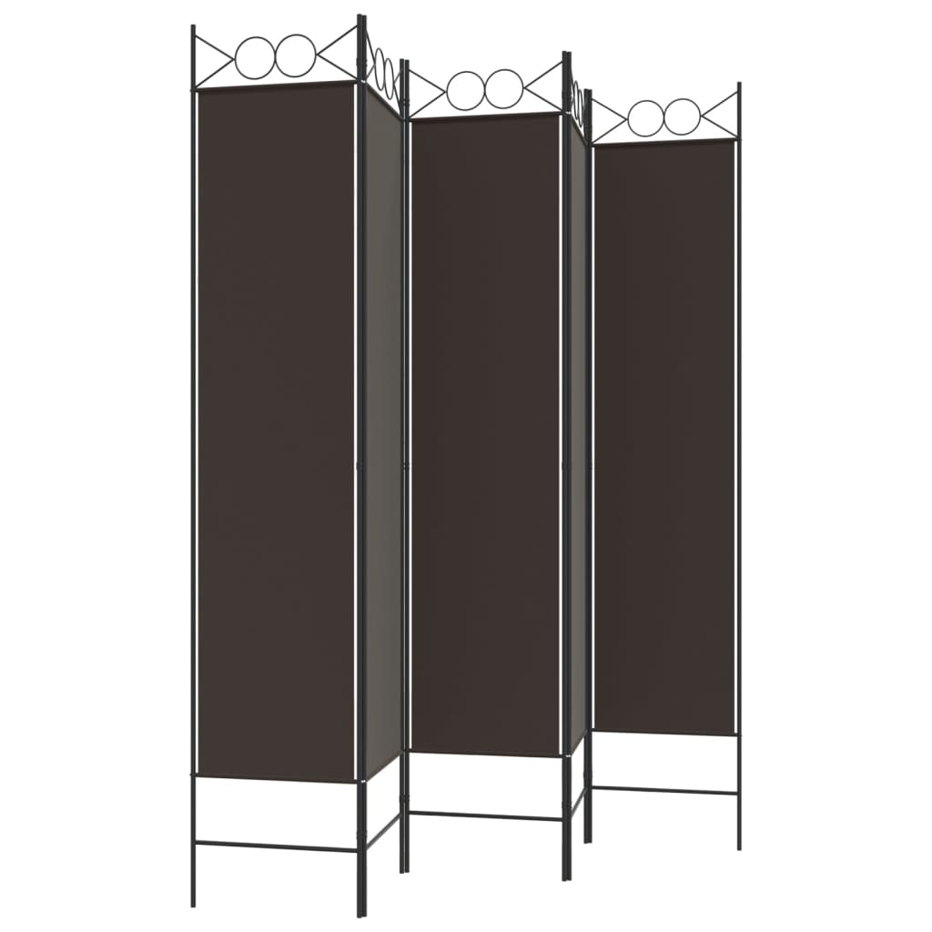 5-Panel Room Divider Brown 200x200 cm Fabric - Newstart Furniture