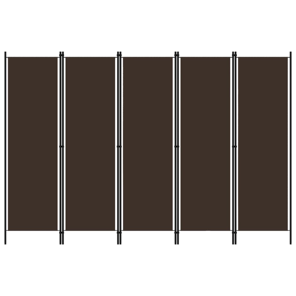 5-Panel Room Divider Brown 250x180 cm - Newstart Furniture