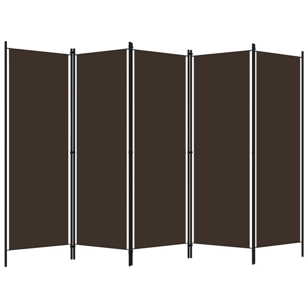 5-Panel Room Divider Brown 250x180 cm - Newstart Furniture