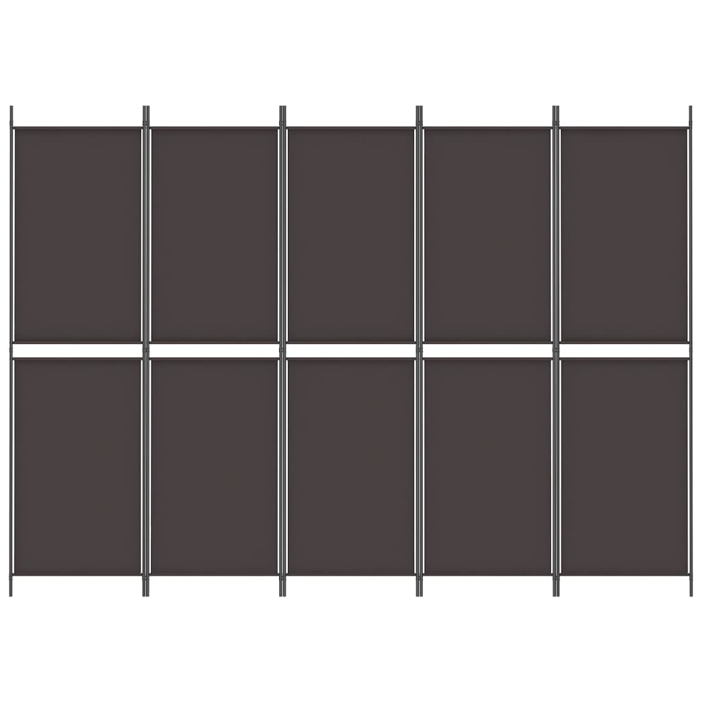 5-Panel Room Divider Brown 250x180 cm Fabric - Newstart Furniture