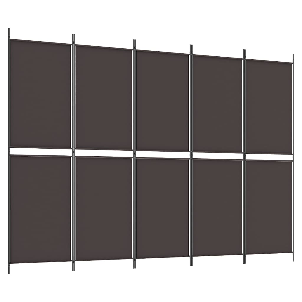 5-Panel Room Divider Brown 250x180 cm Fabric - Newstart Furniture