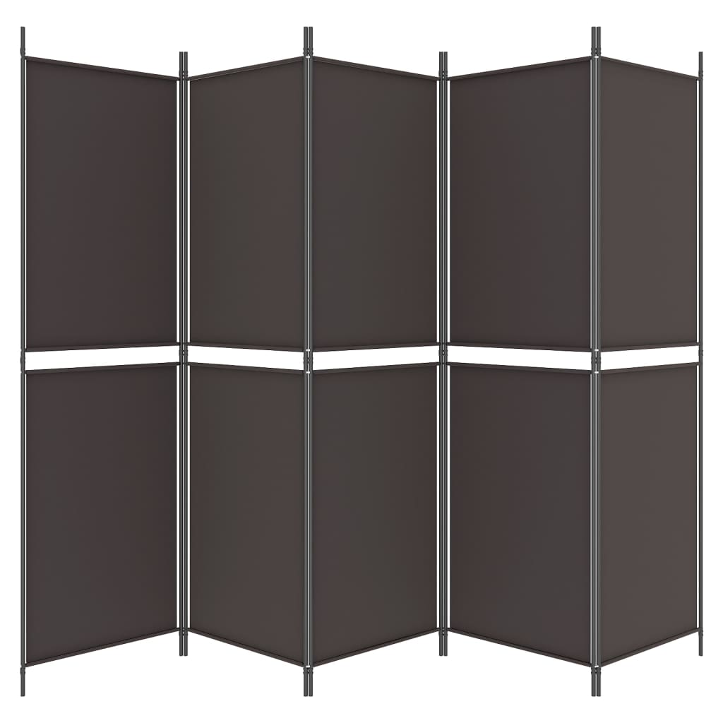 5-Panel Room Divider Brown 250x180 cm Fabric - Newstart Furniture