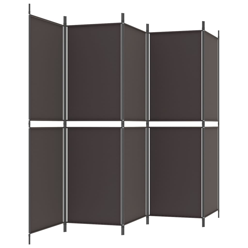 5-Panel Room Divider Brown 250x180 cm Fabric - Newstart Furniture