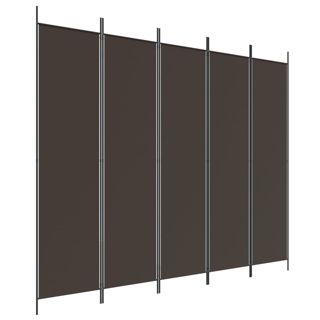 5-Panel Room Divider Brown 250x200 cm Fabric - Newstart Furniture