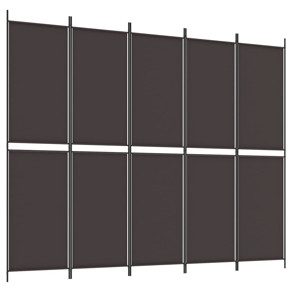 5-Panel Room Divider Brown 250x200 cm Fabric - Newstart Furniture