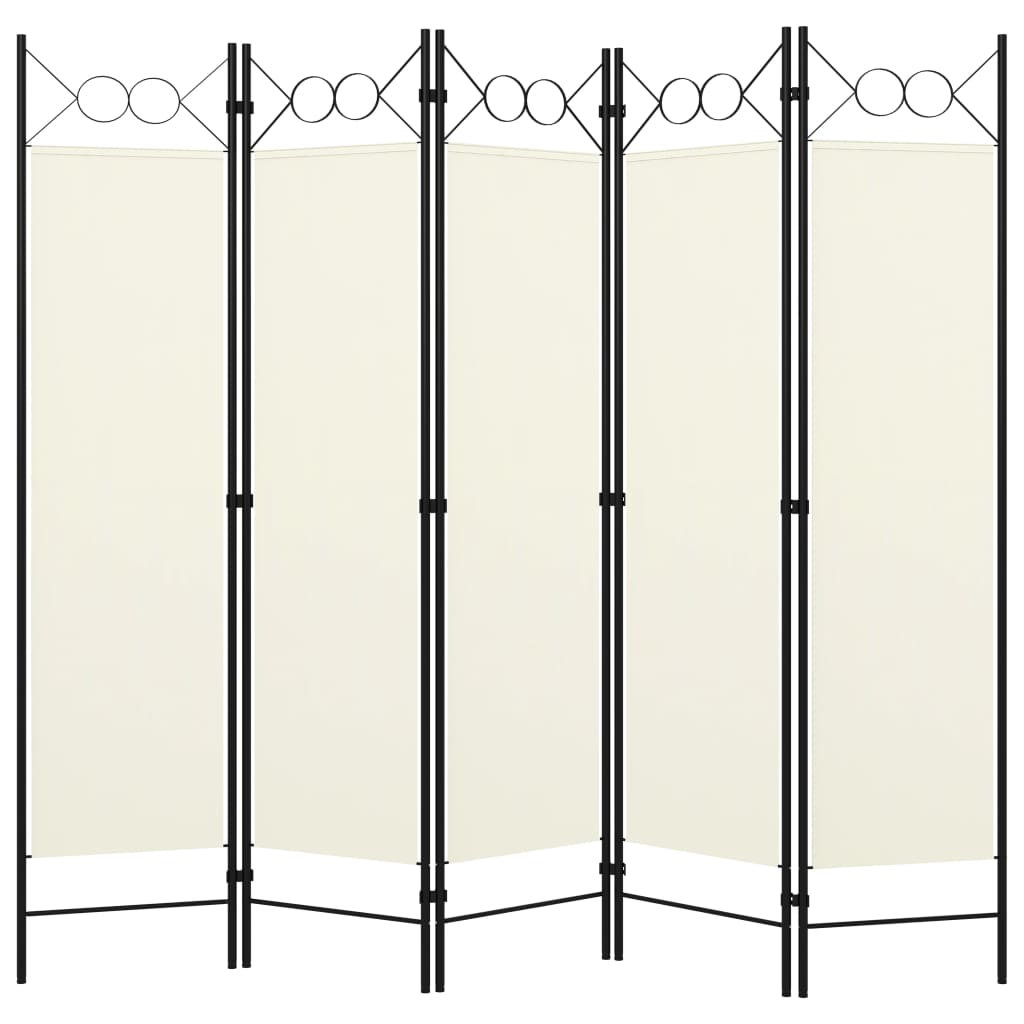 5-Panel Room Divider Cream White 200x180 cm - Newstart Furniture