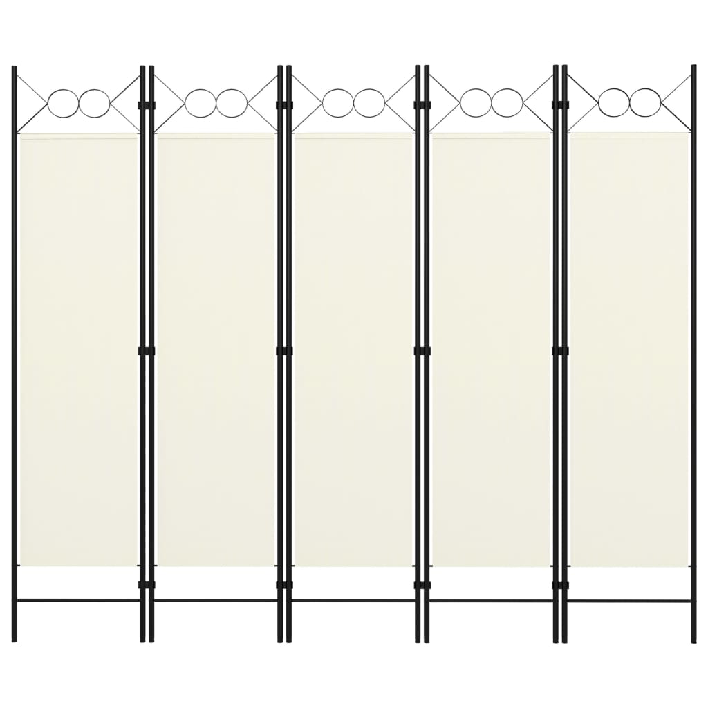 5-Panel Room Divider Cream White 200x180 cm - Newstart Furniture