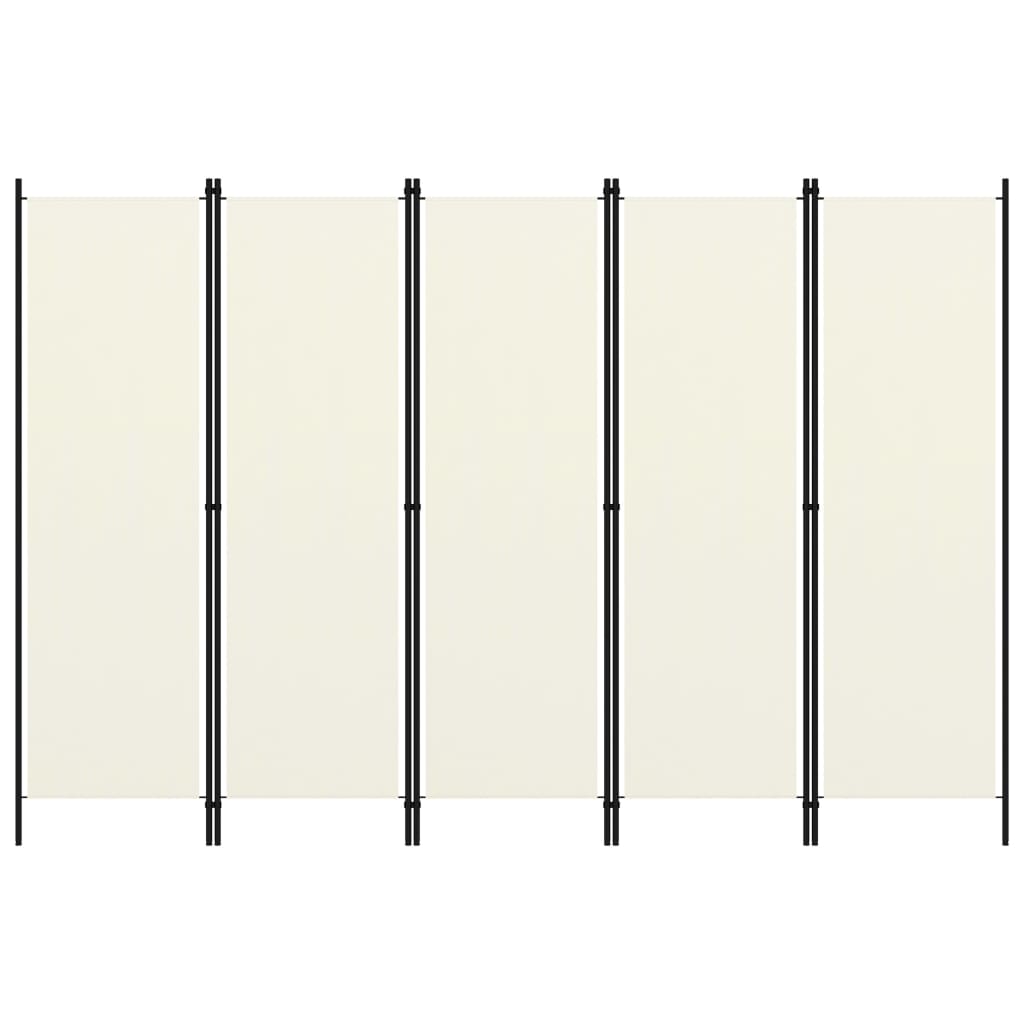 5-Panel Room Divider Cream White 250x180 cm - Newstart Furniture