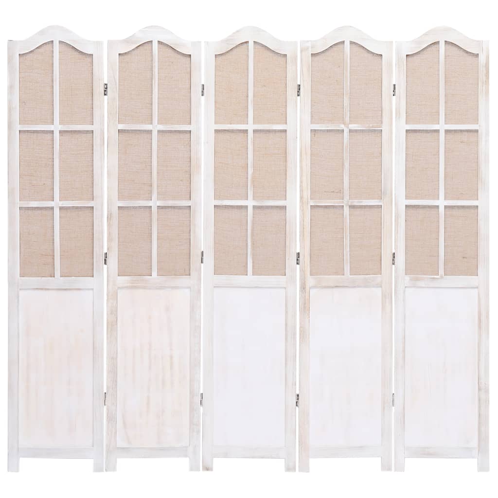 5-Panel Room Divider White 175x165 cm Fabric - Newstart Furniture