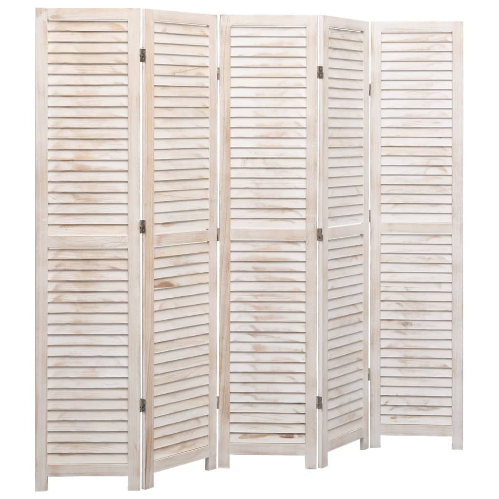 5-Panel Room Divider White 175x165 cm Wood - Newstart Furniture