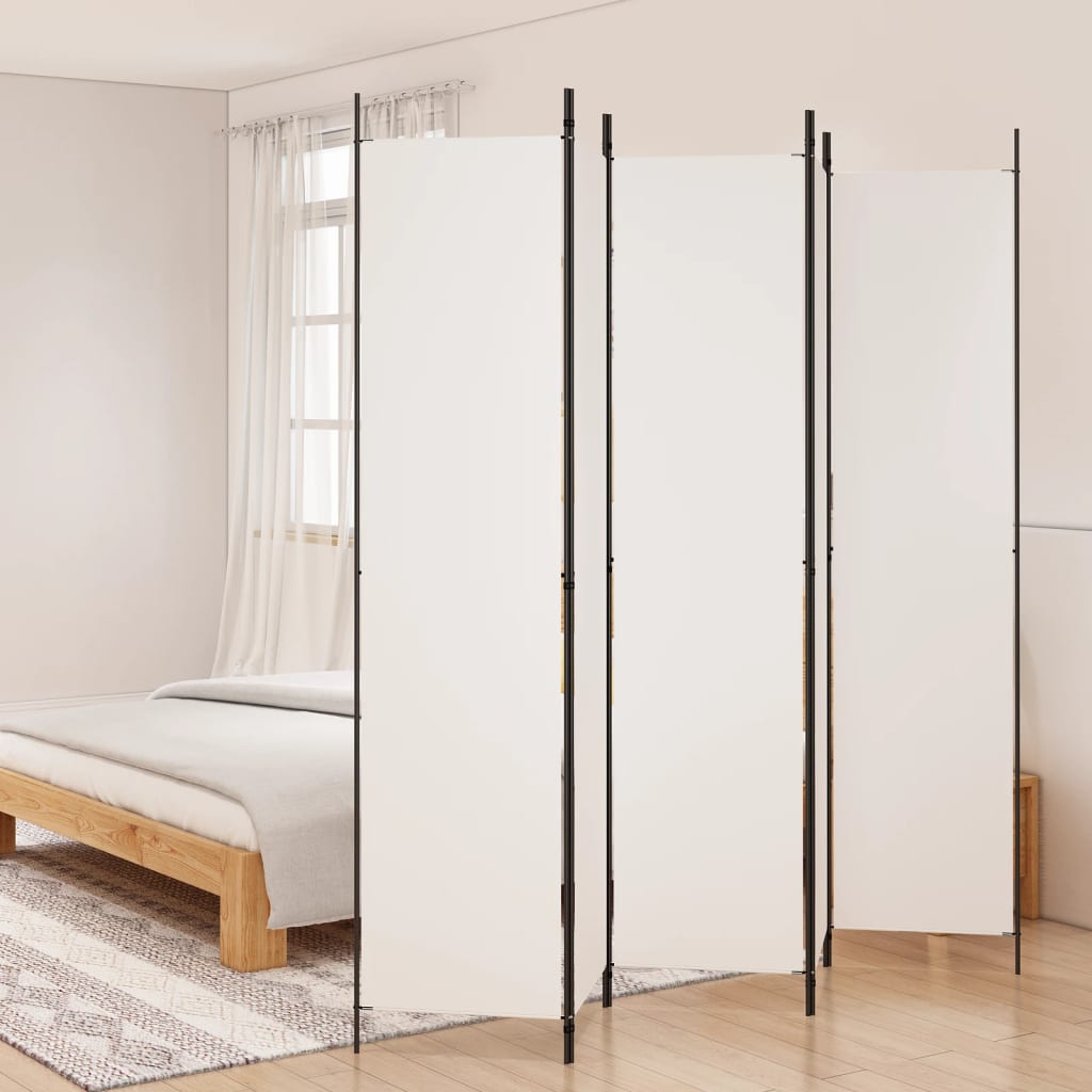 5-Panel Room Divider White 250x220 cm Fabric - Newstart Furniture