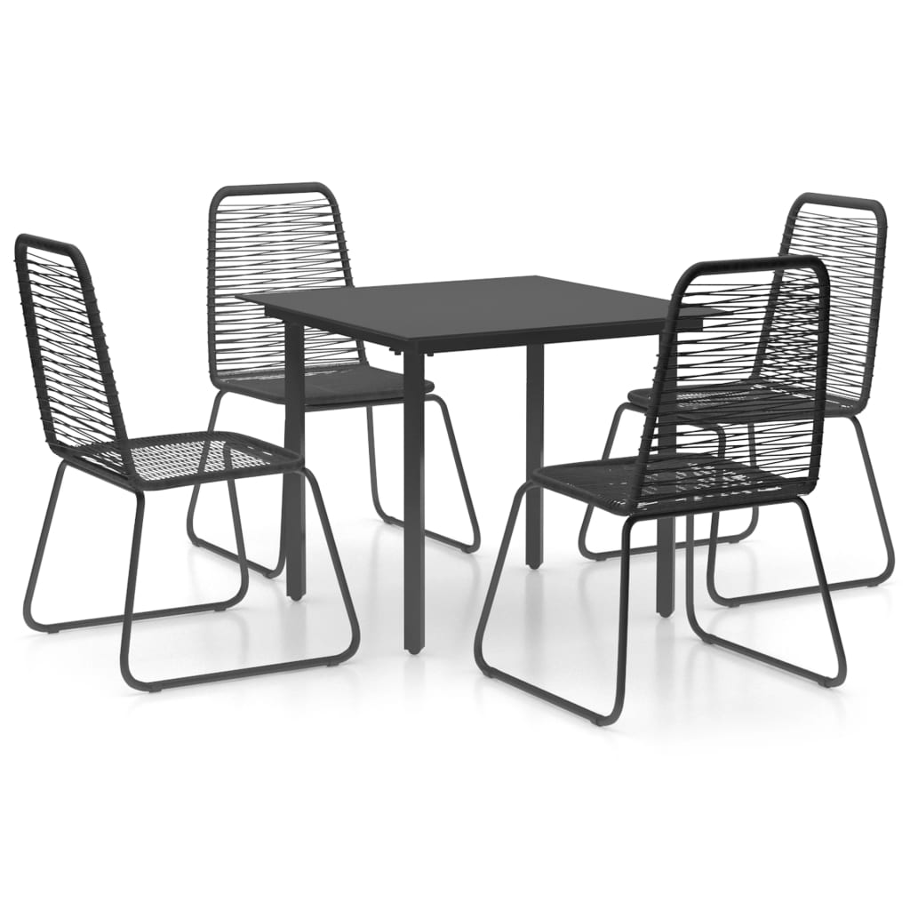 5 Piece Garden Dining Set PVC Rattan Black - Newstart Furniture