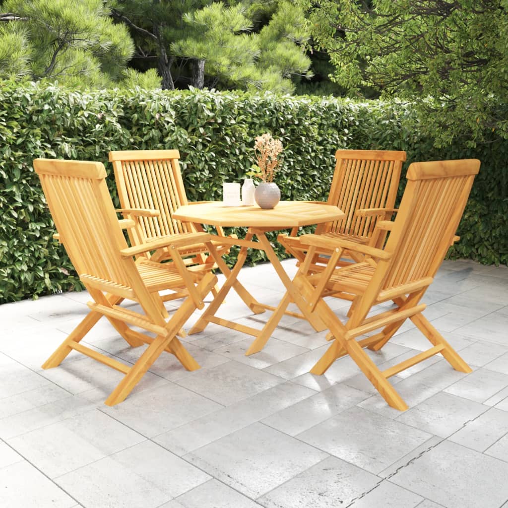 5 Piece Garden Dining Set Solid Teak Wood - Newstart Furniture