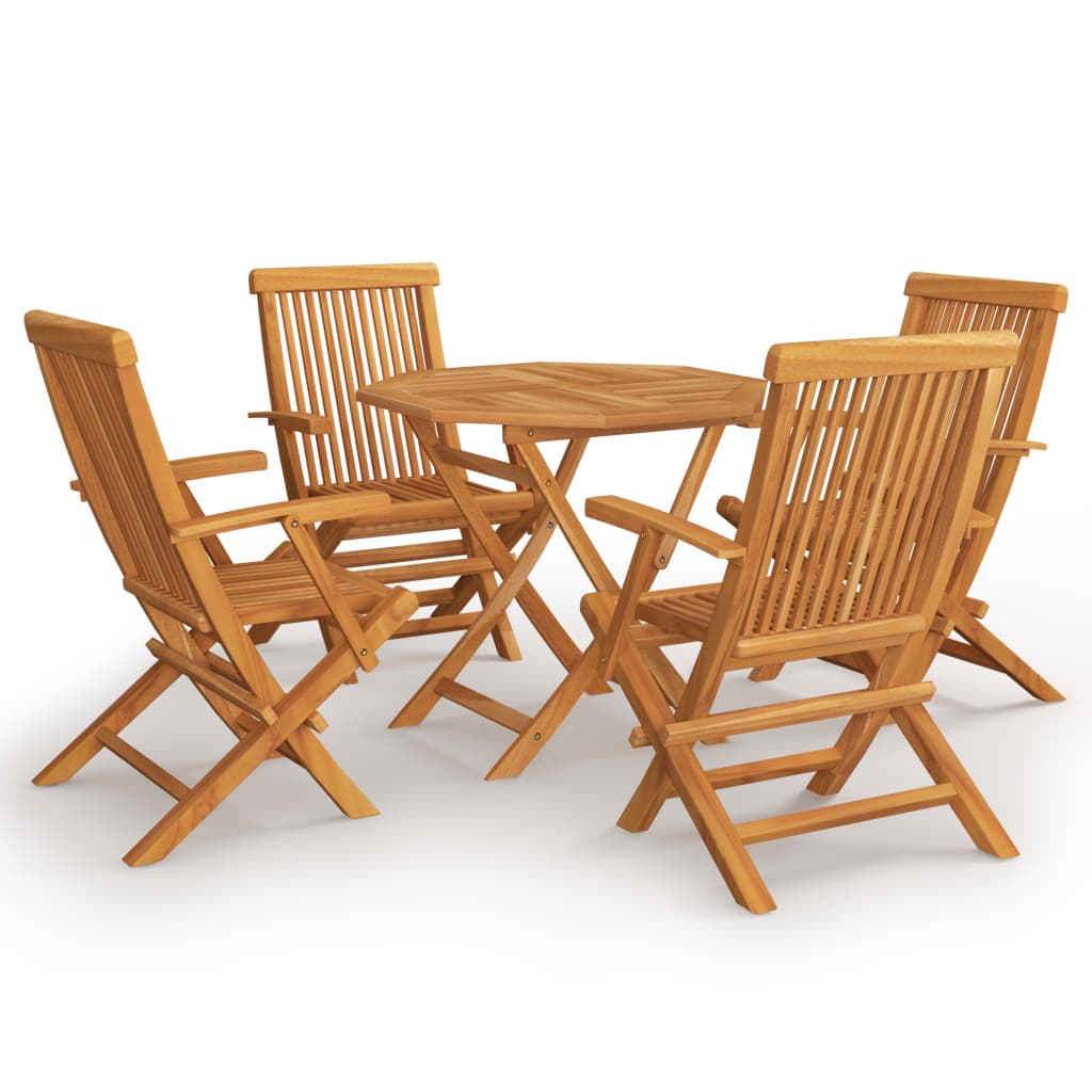 5 Piece Garden Dining Set Solid Teak Wood - Newstart Furniture