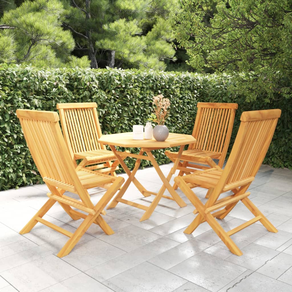 5 Piece Garden Dining Set Solid Teak Wood - Newstart Furniture