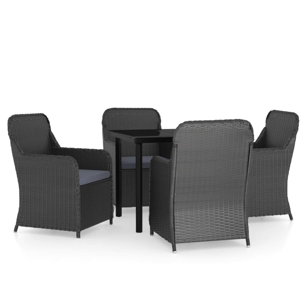 5 Piece Garden Dining Set with Cushions Black - Newstart Furniture