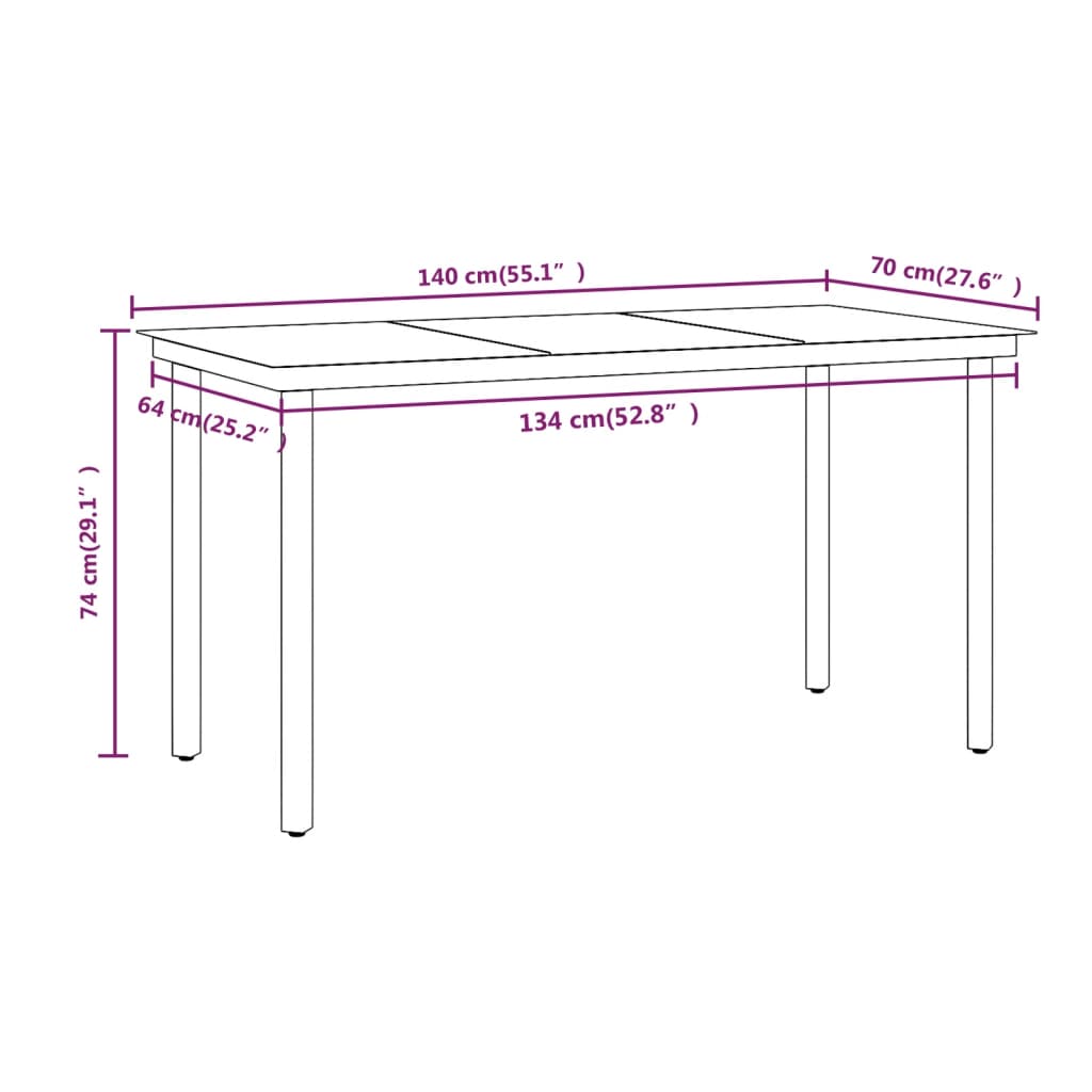 5 Piece Garden Dining Set with Cushions Brown and Black - Newstart Furniture