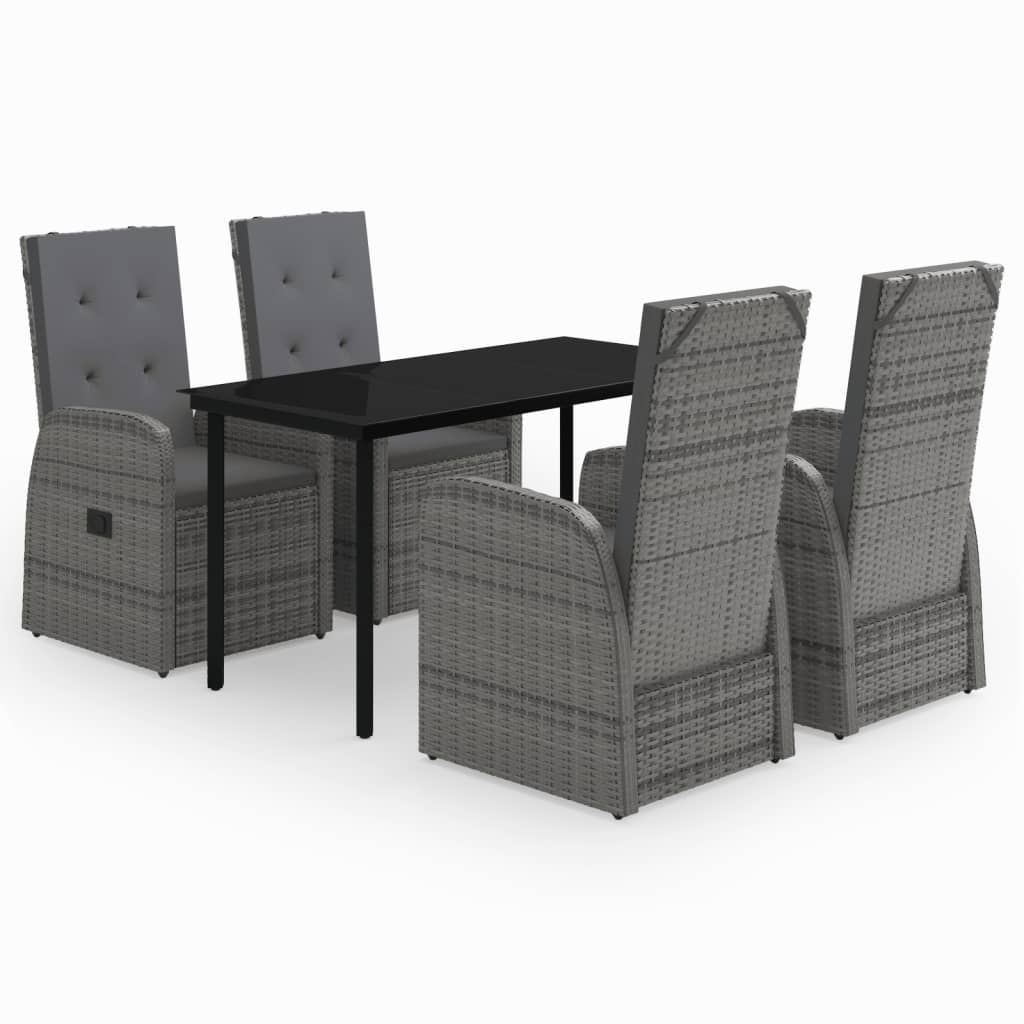 5 Piece Garden Dining Set with Cushions Grey - Newstart Furniture