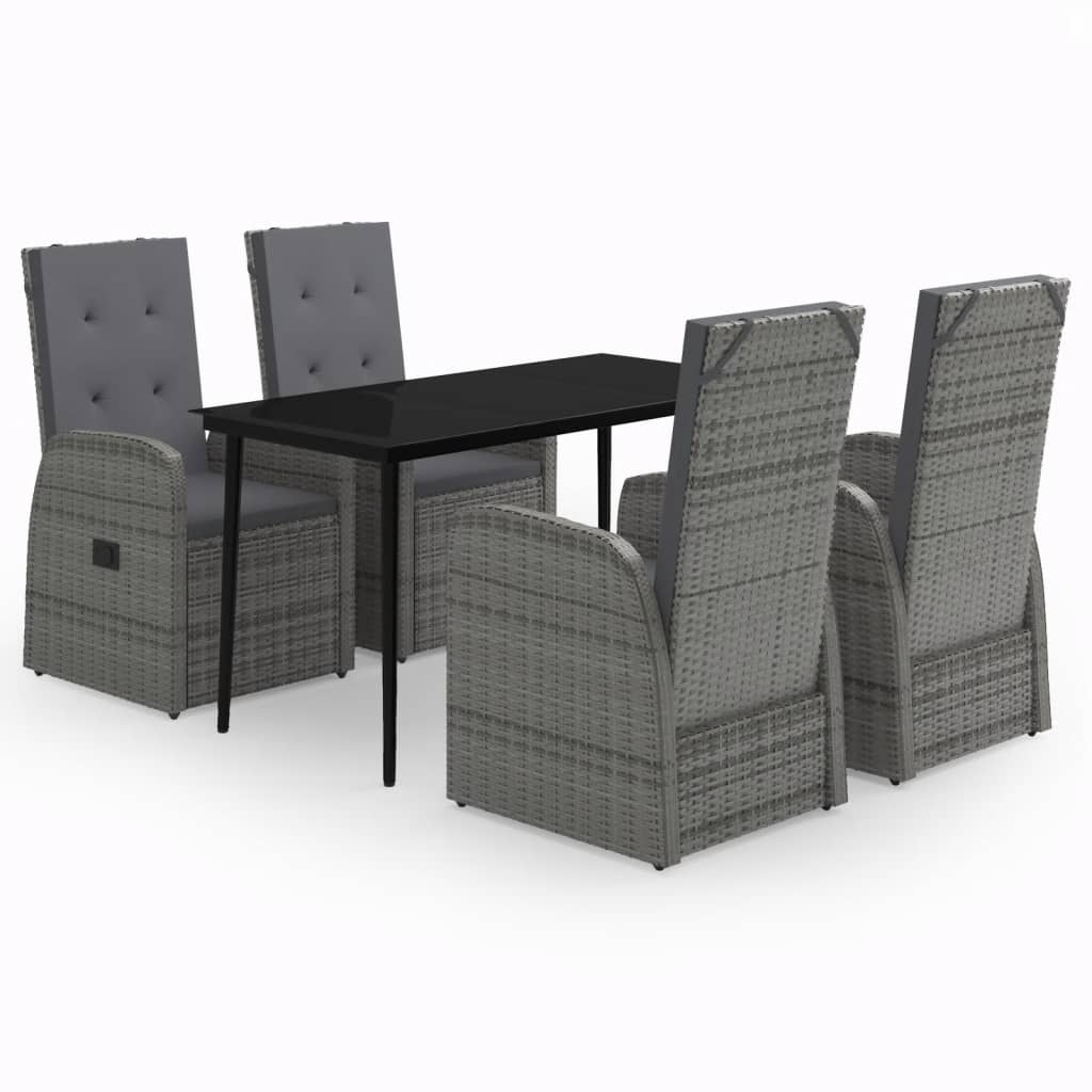 5 Piece Garden Dining Set with Cushions Grey - Newstart Furniture