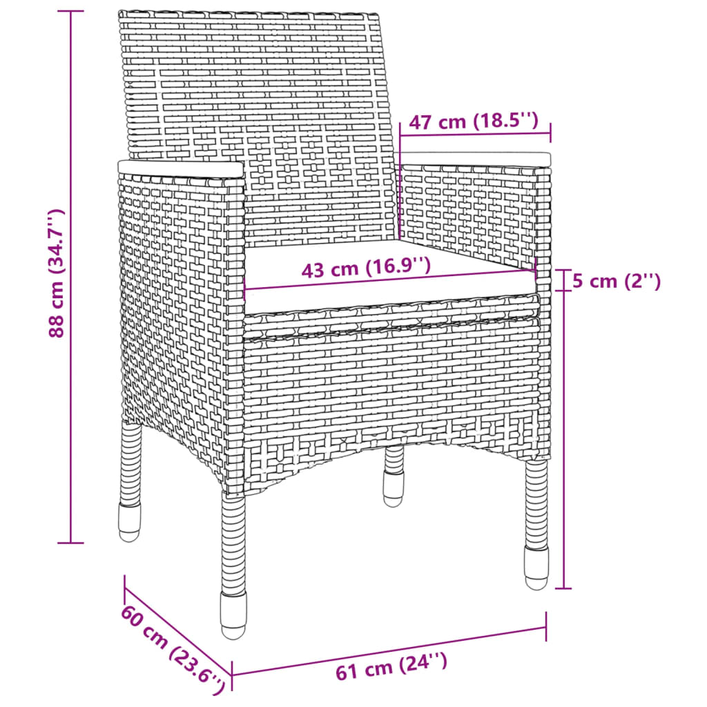 5 Piece Garden Dining Set with Cushions Poly Rattan and Glass - Newstart Furniture