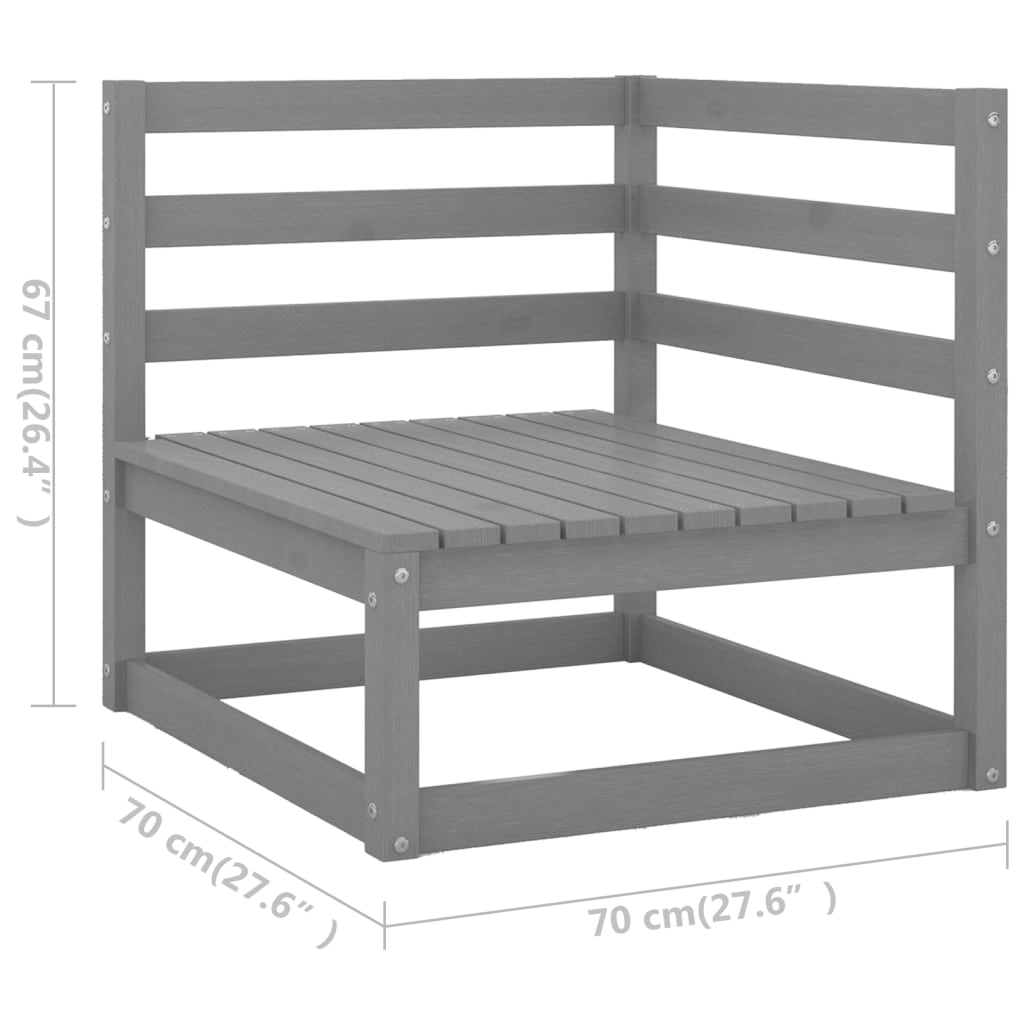 5 Piece Garden Lounge Set Grey Solid Pinewood - Newstart Furniture