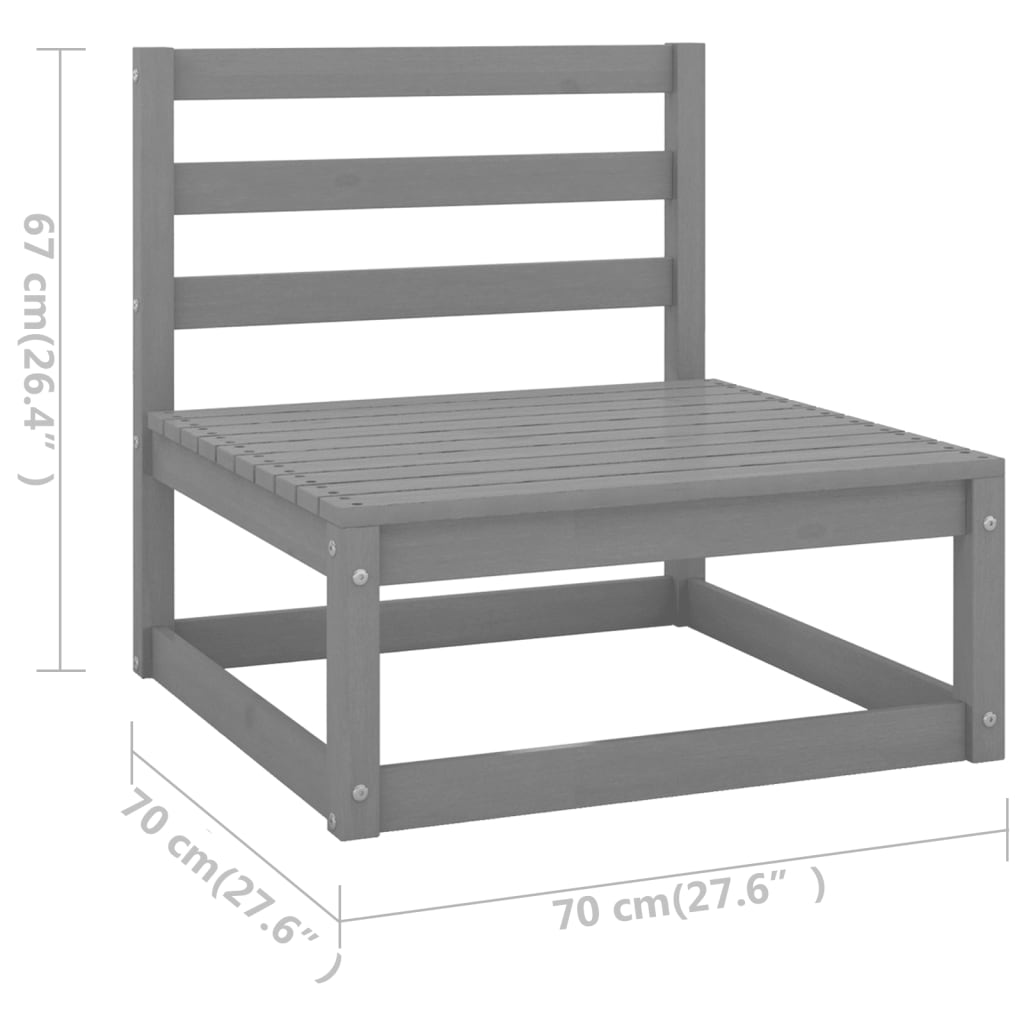 5 Piece Garden Lounge Set Grey Solid Pinewood - Newstart Furniture