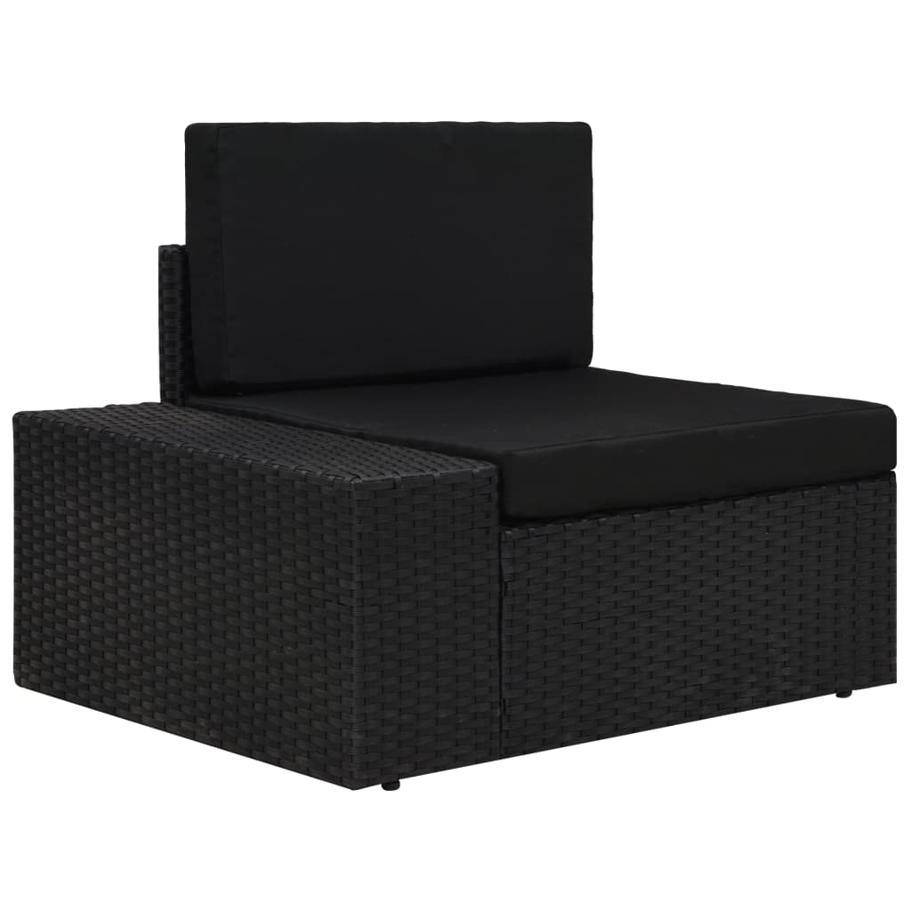 5 Piece Garden Lounge Set Poly Rattan Black - Newstart Furniture