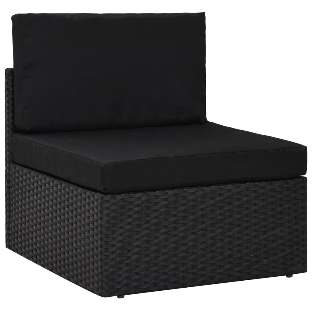 5 Piece Garden Lounge Set Poly Rattan Black - Newstart Furniture