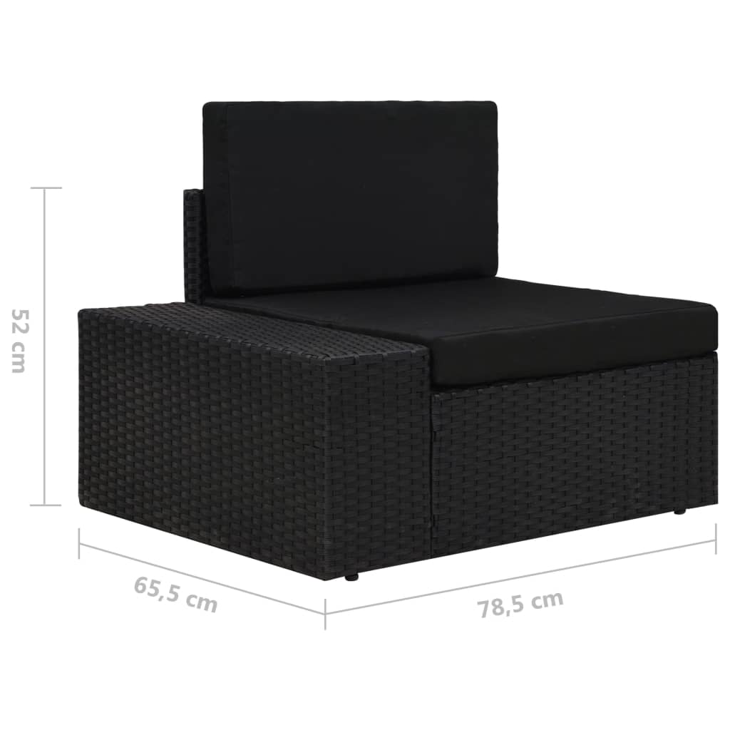 5 Piece Garden Lounge Set Poly Rattan Black - Newstart Furniture