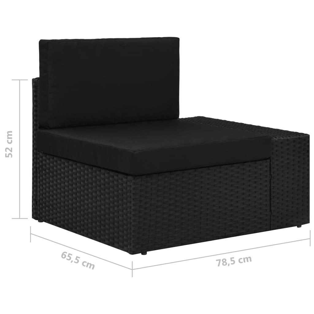 5 Piece Garden Lounge Set Poly Rattan Black - Newstart Furniture