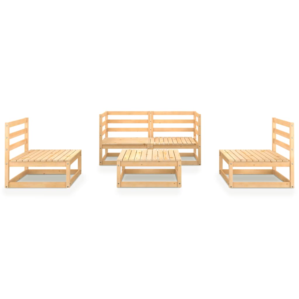 5 Piece Garden Lounge Set Solid Pinewood - Newstart Furniture