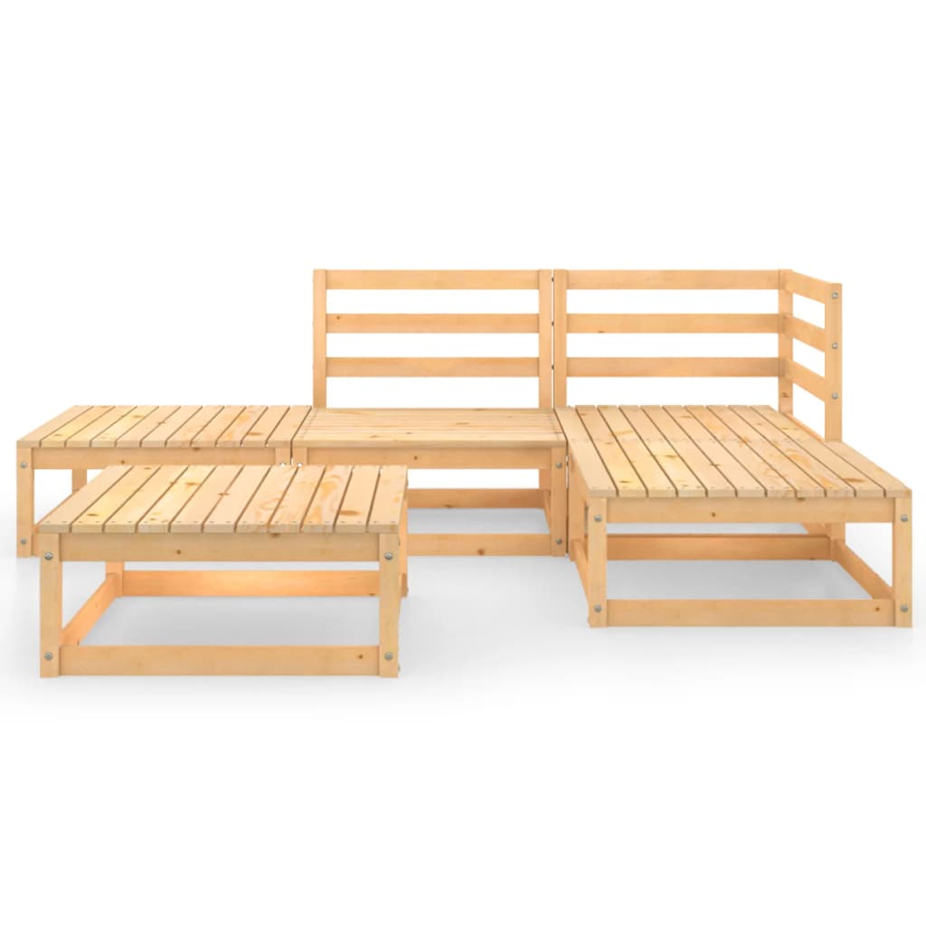 5 Piece Garden Lounge Set Solid Pinewood - Newstart Furniture