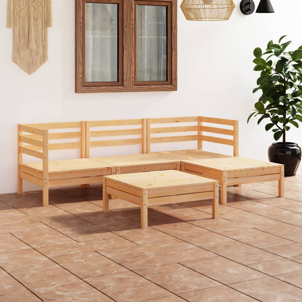 5 Piece Garden Lounge Set Solid Pinewood - Newstart Furniture