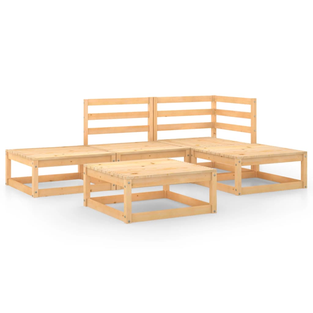 5 Piece Garden Lounge Set Solid Pinewood - Newstart Furniture