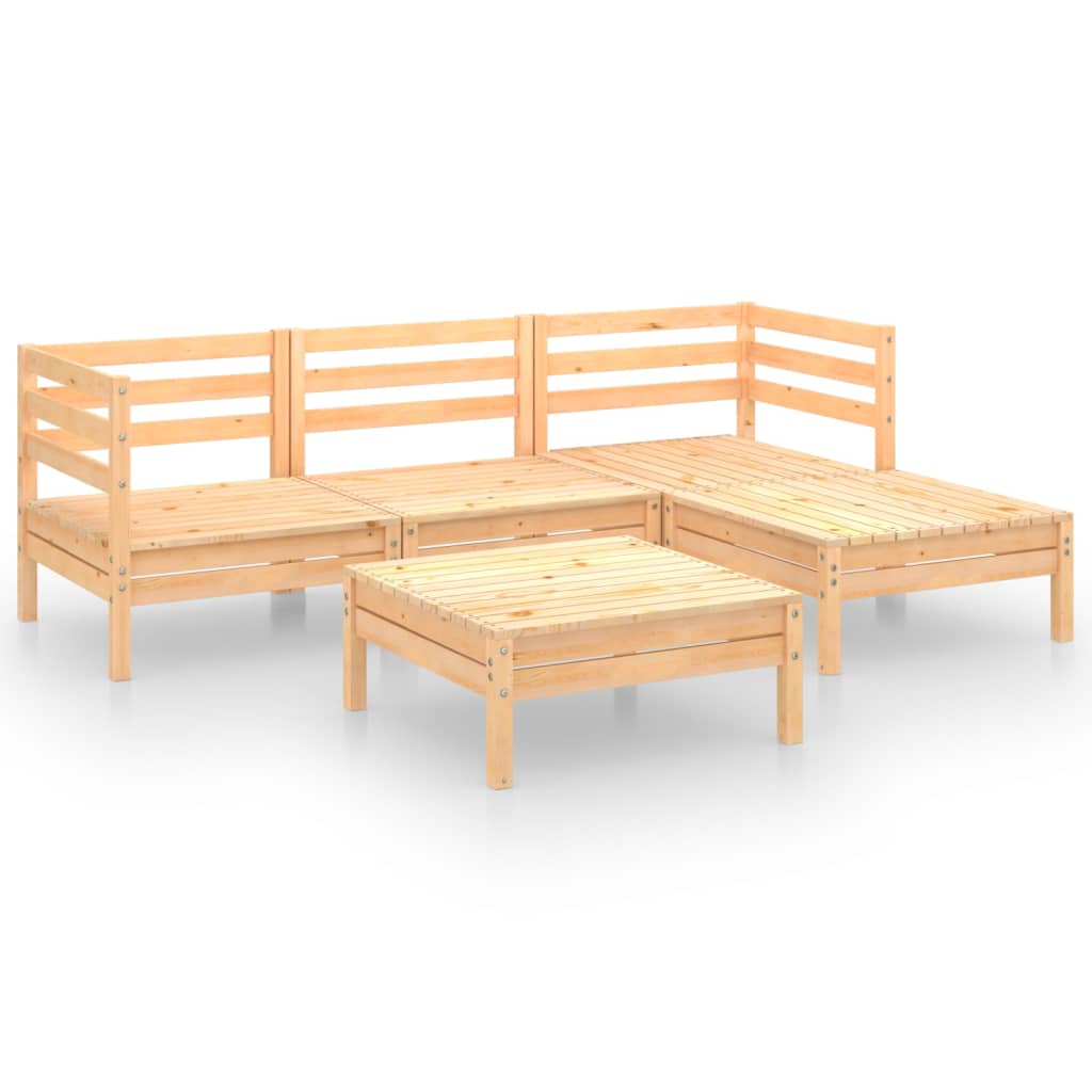 5 Piece Garden Lounge Set Solid Pinewood - Newstart Furniture