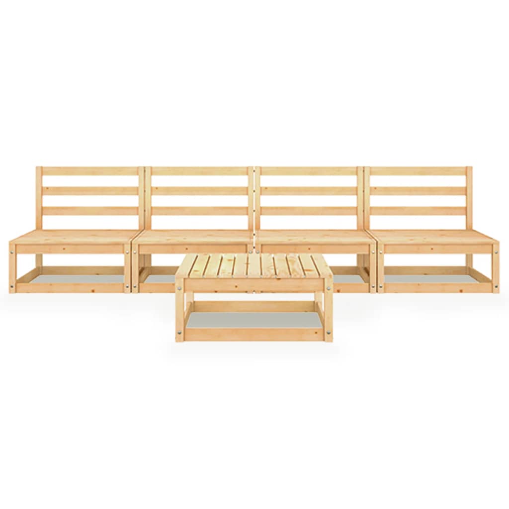 5 Piece Garden Lounge Set Solid Pinewood - Newstart Furniture