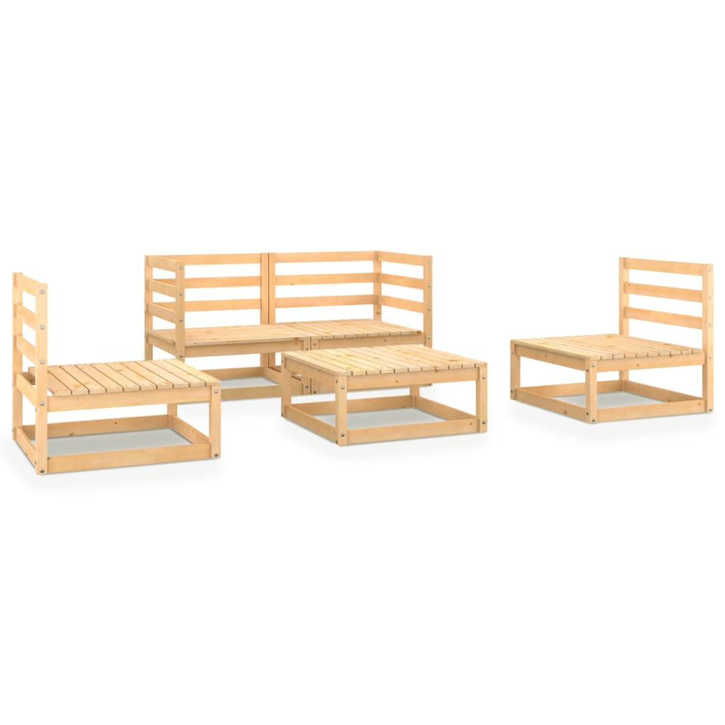 5 Piece Garden Lounge Set Solid Pinewood - Newstart Furniture