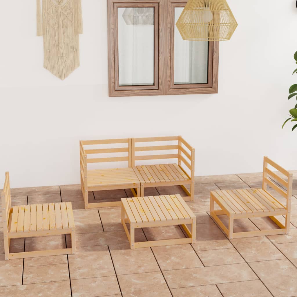 5 Piece Garden Lounge Set Solid Pinewood - Newstart Furniture