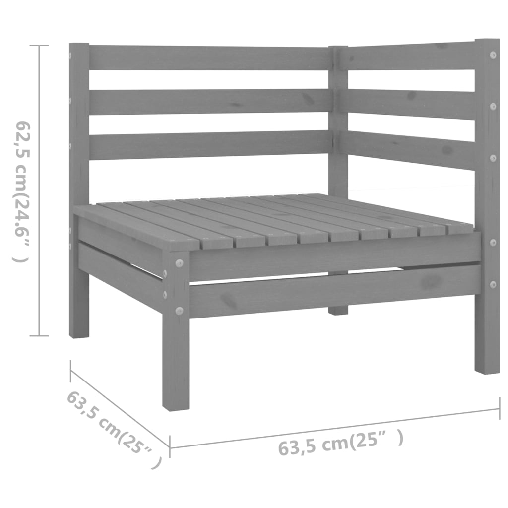 5 Piece Garden Lounge Set Solid Pinewood Grey - Newstart Furniture