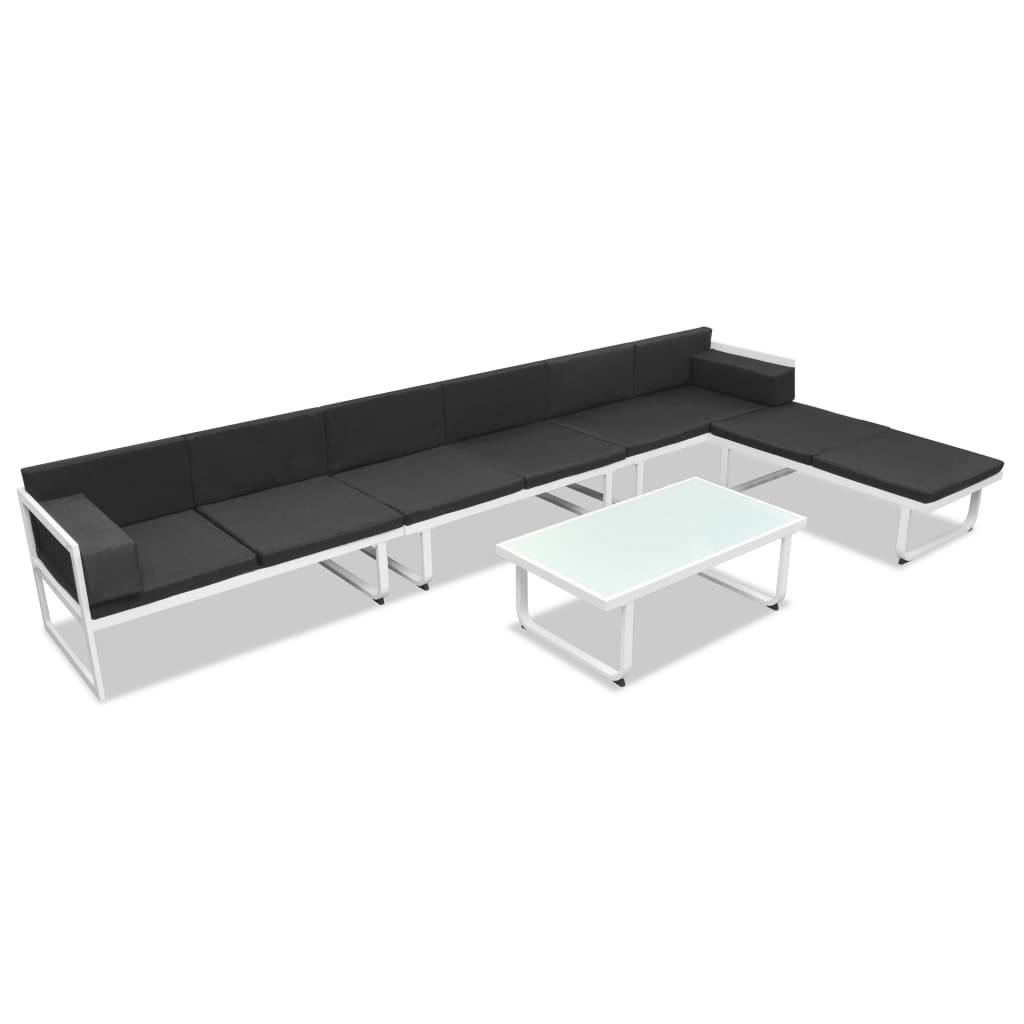 5 Piece Garden Lounge Set Textilene Aluminium Black - Newstart Furniture